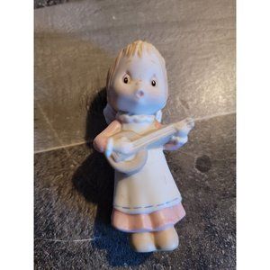 Hallmark 1984 Ceramic angel‎ baby playing guitar ornament xmas